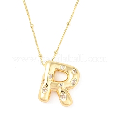 Ожерелья с подвесками из латуни с прозрачным кубическим цирконием NJEW-Z038-01G-R