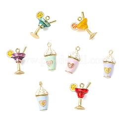 カクテル/アイスクリーム合金エナメルペンダント8個、8スタイル  ゴールドカラー  ミックスカラー  18.5~20x14.5~19.5x9.5~19.5mm  穴：1.4~1.5mm  1個/スタイル&nbsp;ENAM-CJ0007-37