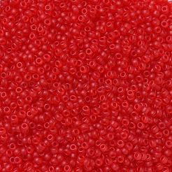 MIYUKIラウンドロカイユビーズ  日本製シードビーズ  11/0  (rr140f)マットトランスペアレントレッドオレンジ  11/0  2x1.3mm  穴：0.8mm  約1111個/10g&nbsp;X-SEED-G007-RR0140F
