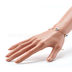 Жемчужные ракушки и акриловые бусины браслеты с цветочными звеньями X1-BJEW-TA00003-03