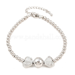 Braccialetti in ottone con micro pavé di zirconi cubici trasparenti e perline rotonde&nbsp;BJEW-F528-05P