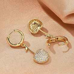 Серьги-кольца из вишневой латуни с микропаве из кубических цирконий&nbsp;EJEW-M077-04G-01