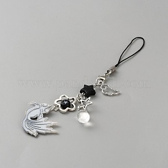 Sangles de téléphone portable en alliage acrylique de poisson&nbsp;HJEW-WH0036-125D