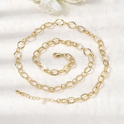 Ожерелья из текстурированной овальной цепочки из латуни толщиной 7 мм&nbsp;NJEW-L013-10G