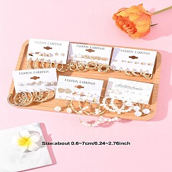 6 комплект из 6-х стилей сережек из сплава и страз для женщин EJEW-FS0001-26