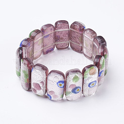 Handmade millefiori lampwork вышитый бисером стрейч-браслеты&nbsp;BJEW-G530-02