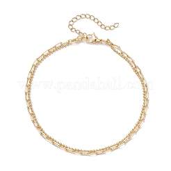 Латунная цепочка-скрепка и двухслойные браслеты на ногу из нержавеющей стали 304 AJEW-AN00711