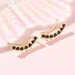 Pendientes trepadores de latón con circonitas cúbicas engastadas&nbsp;KK-CBAA351-22G-02
