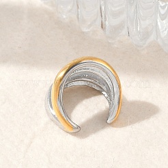 Двухслойные серьги-каффы из нержавеющей стали 304 в форме буквы С&nbsp;LS-EJEW-M073-10PG-01