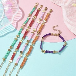 Braccialetti con catena a maglie rettangolari intrecciate in poliestere cerato&nbsp;BJEW-JB10000