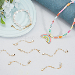 12 шт. 2-х стилевая латунная удлинительная цепь с подвесками в виде сердечек и карабинами&nbsp;KK-BBC0021-77