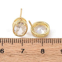 Orecchini a bottone in ottone con zirconi chiari e micro pavè&nbsp;EJEW-C174-02E-G