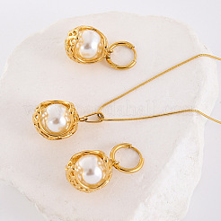 Комплекты из круглых серег-колец и ожерелий с подвесками из нержавеющей стали 304 LE3602-3