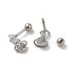 925 женская серьга из стерлингового серебра с микропаве из циркония EJEW-E307-10P