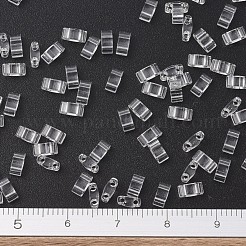 MIYUKIハーフティラビーズ  日本製シードビーズ  2の穴  （htl131)クリスタル  5x2.3x1.9mm  穴：0.8mm  約250PCS /ボトル  10 G /ボトル&nbsp;SEED-JP0008-HTL131