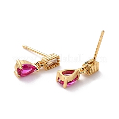 彼女のためのハートキュービックジルコニアドロップピアス  ダングルスタッドピアス  カドミウムフリー＆鉛フリー  18KGP本金メッキ  14mm  ピン：0.8mm&nbsp;EJEW-C002-17G-RS