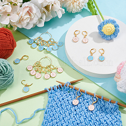 20 шт. плоские круглые с эмалированными подвесками-маркерами для фиксации стежков № 0~9 HJEW-WH00161