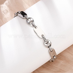 Браслеты из нержавеющей стали 304 в форме овальных звеньев и «свиного носа» для женщин.&nbsp;BJEW-F527-04P