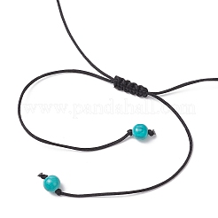Сплав паве синтетическая бирюза каплевидный кулон выпечка окрашенные круглые стеклянные бусины плетеные ожерелья NJEW-JN05312