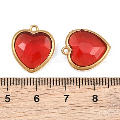 Bracelet de Saint-Valentin en acier inoxydable 304 avec breloques en verre&nbsp;STAS-Q119-01G-A01