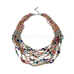 Многорядные ожерелья из стеклянных бусин в стиле бохо NJEW-H063-01P-01