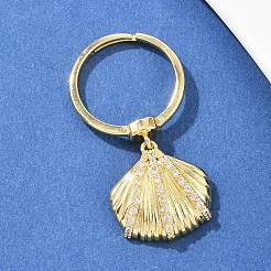 Micro ottone spianare anelli zirconi&nbsp;RJEW-C145-05B-G