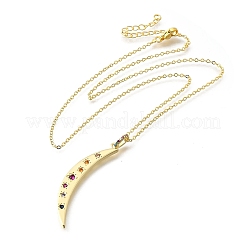 Женские подвески в виде луны из латуни с микропаве из разноцветных кубических цирконий NJEW-D311-02A-G