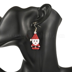 Orecchini pendenti natalizi in vetro&nbsp;EJEW-MZ00804