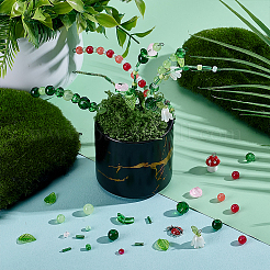 DIYジュエリー作成キット  鉄線を含む  人工苔岩  プラスチック、合金、樹脂製のペンダント  ガラス、樹脂、アクリルビーズ  ミックスカラー&nbsp;DIY-PH0038-16