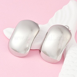 304ステンレススチールスタッドピアス  長方形  ステンレス鋼色  28.5x18mm&nbsp;EJEW-G423-12P