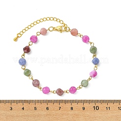 Bracelets à maillons en tourmaline multicolore naturelle pour femmes&nbsp;BJEW-JB13742