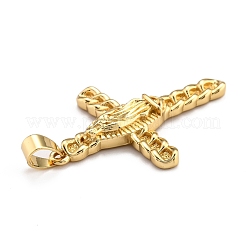 真鍮マイクロパヴェクリアキュービックジルコニアペンダント  長持ちメッキ  クロス  18KGP本金メッキ  36x27x4mm  穴：3.5x5.5mm&nbsp;ZIRC-J025-39G