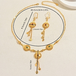 Ohrringe und Halsketten-Sets mit bunten Zirkonia-Quasten in Tropfenform aus Messing im Mikropavé-Stil für Damen&nbsp;JU2264