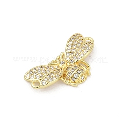 Подвески-соединители в виде пчелы из латуни с микропаве из прозрачного кубического циркония&nbsp;KK-D317-143G