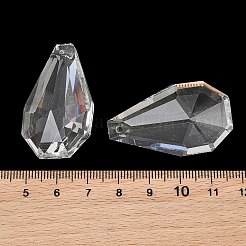 ガラス製シャンデリアプリズムペンダント  ファセットティアドロップチャーム  透明  40x23x14mm  穴：2mm&nbsp;GL-CBAAE15-09