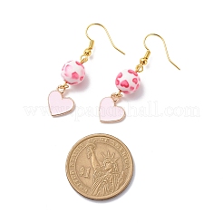 Cuore smaltato in lega con orecchini pendenti con collana pendente con perline in resina&nbsp;SJEW-JS01249