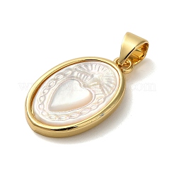 Овальные подвески из латуни с покрытием из ракушки&nbsp;KK-K345-06G