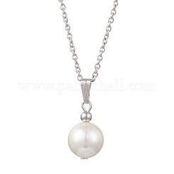 Ожерелья-цепочки с подвеской из белой ракушки и жемчуга&nbsp;NJEW-JN05760-01