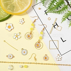 Наборы для самостоятельного изготовления сережек-подвесок в виде ромашек&nbsp;DIY-YW0016-27