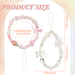 2 шт. 2-х стильный ремешок для мобильного телефона с бусинами из смолы HJEW-GF0001-36