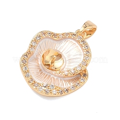 Montatura cabochon pendente con micro pavé di zirconi chiari in ottone&nbsp;KK-G556-06G
