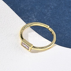 Прямоугольные латунные манжеты со стеклом для женщин RJEW-Z111-05G