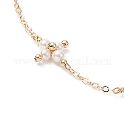Браслет с перекрестными звеньями из ракушек и жемчуга BJEW-JB09313