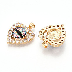 Латунные подвески с микропаве из прозрачных кубических цирконий для женщин&nbsp;KK-T070-93A-03