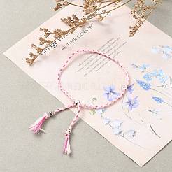 Fabrication de bracelets coulissants en cordons de coton tressés réglables&nbsp;AJEW-JB00797-04