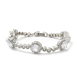 Плоские круглые латунные браслеты-цепочки с микро-паве из кубического циркония KK-R217-26P