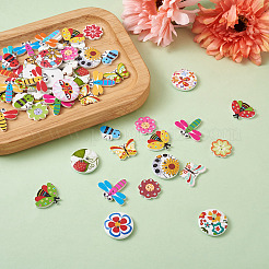 300 шт. 6-х стилевые окрашенные пуговицы из тополя FIND-MP0001-08