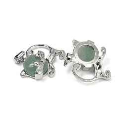 Кулоны с котенком из авантюрина из натурального зеленого авантюрина G-J386-C17-21