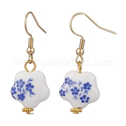 4 пара серег-подвесок из фарфора с принтом ручной работы EJEW-JE06701