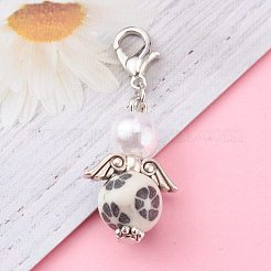 Кулоны из полимера с цветочным узором ручной работы HJEW-JM00424